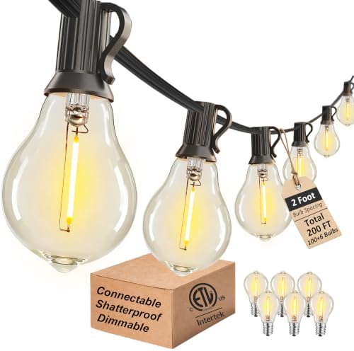 Outdoor String Lights 200FT Waterproof Patio Lights for Porch Backyard Yard by Lifeisgood