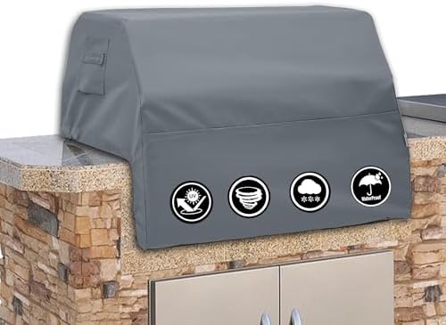 Covers & All Built-in Grill Cover for Outdoor Grill – Heavy Duty 12 oz Waterproof Built-in BBQ Grill Cover, PVC-Coated Polyester with Elastic Hem for Snug Fit (44 x 26 x 24 inches, Grey) by CoversAll
