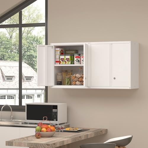 IRONFFICE Wall Cabinet,Metal Storage Cabinet with 2 Doors,Locking Wall Cabinets for Office,Home,White - Image 5