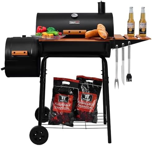 Royal Gourmet CC1624W Barrel Charcoal Grill with Offset Smoker, 552 Sq. In. by RoyalGourmetCorp