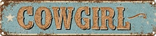 Cowgirl Metal Sign 4x16in Rustic Western Plaque for Bedroom Bar Living Room Home Farmhouse Garage Kitchen Decor by Unknown