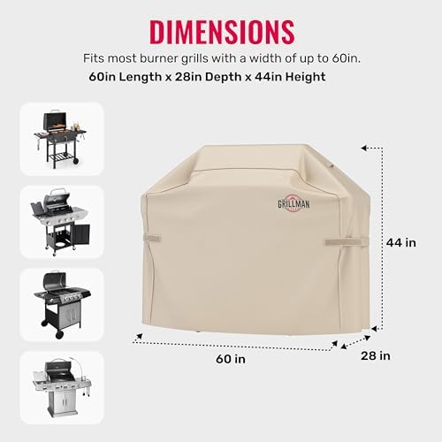 Grillman Waterproof BBQ Grill Cover for Outdoor Grills, 60 Inch, Tan - Image 3