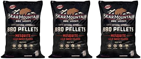 Bear Mountain BBQ FK17 Premium 20 Pounds All Natural Hardwood Mesquite BBQ Hardwood Smoker Pellets for Outdoor Electric Grilling and Smokers (3 Pack) by BearMountainBBQ