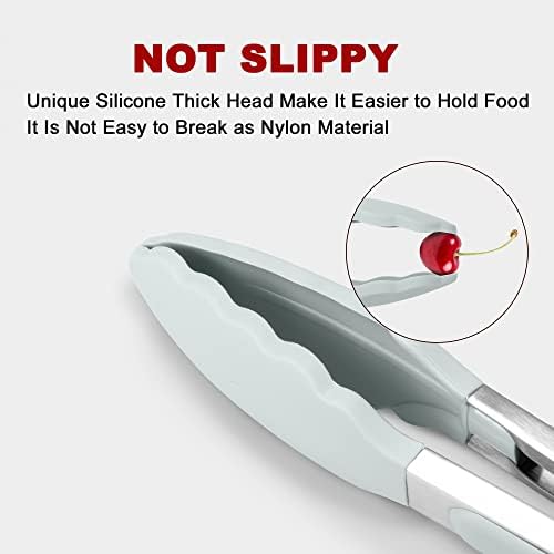 2 Pack Silicone Kitchen Tongs, 9 & 12 Inch, Stainless Steel, Warm Grey - Image 2