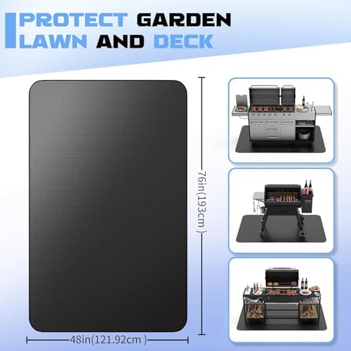 76 x 48 Grill Mat for Outdoor Grill, 20 mil Fire Resistant BBQ Pad - Image 2