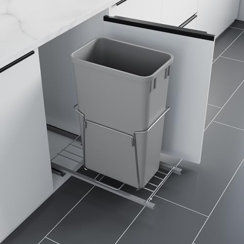 Dowell B15 Aluminum Base Wastebasket Pullout with Door Mount and 35Qt/9Gal Plastic Bin (4012 0115+35) - Image 2