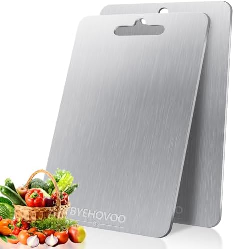 Titanium Cutting Board for Kitchen,100% Pure Titanium Cutting Board Non-Toxic Hygiene Dishwasher-Safe Food Grade Double Sided Metal Titanware Chopping Board for Meat,Fruit & Vegetables (12"L x 9"W) by HealthyKitchen