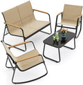 Ahomly Outdoor Patio Furniture Set 4 Pieces, Conversation Textilene, Brown by Ahomly