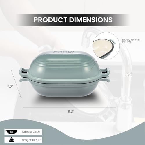 Enameled Cast Iron Dutch Oven for Sourdough Bread Baking,11 x 7 Inch Oval Cast Iron Bread Pan with Lid,Dutch Oven for Homemade Sourdough Baking,5 QT Meatloaf Pan,Oven Safe - Image 2
