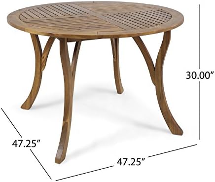 Christopher Knight Home Adn Outdoor 47" Round Acacia Wood Dining Table, Teak - Image 7