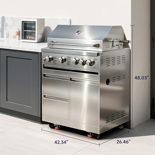 BODEGA Outdoor Kitchen Cabinets for Built-in BBQ Grill with 2 Drawers and Propane Tank Storage, Stainless Steel Outdoor Kitchen Drawer Suitable for 30 Inch Propane Grills. - Image 5