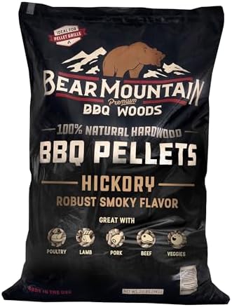 Bear Mountain All Natural Wood Pellets for Smoker, Grill & BBQ, 20 Lbs, Hickory by BearMountainBBQ