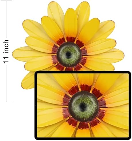 YEAHOME Sunflower Garden Decor, 11'' Metal Flower Wall Decor, Yard Hanging Wall Art Decorations for Kitchen, Bathroom, Living Room, Spring Boho Art for Indoor Outdoor - Image 2