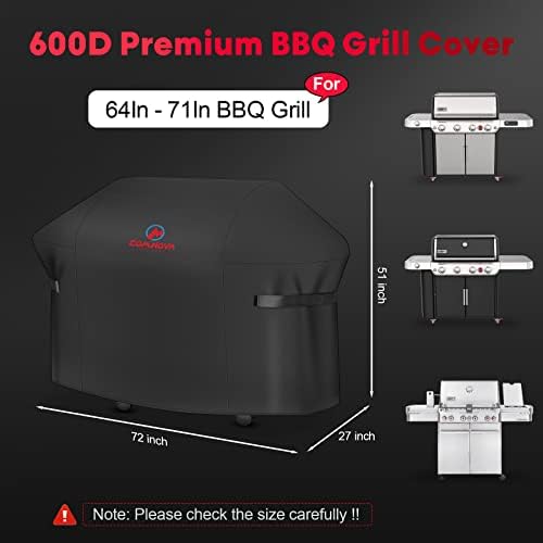 Comnova Grill Cover 72 Inch - 600D BBQ Cover for Outdoor Grill Heavy Duty and Waterproof, Large Barbecue Gas Grill Covers for Weber, Char-Broil, Nexgrill, Monument, Dyna-glo, Brinkmann and More - Image 2
