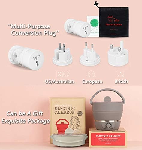 Drizzle Foldable Electric Cooker Travel Hot Pot - Dual Voltage 100V-240V Hot Pot Cooking - Food Grade Silicone Cookerware Boiling Water Steamer - Camping Office Hotel Noodle Porridge Soup Dorm - Image 5