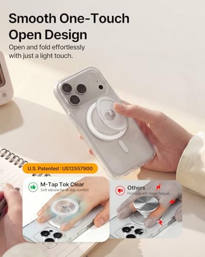 Sinjimoru Magnetic Phone Grip for MagSafe, Soft Silicone, Crystal Clear - Image 4