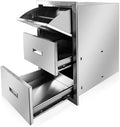 Outdoor Kitchen Triple Drawers 17'' W x 30'' H x 21'' D Stainless Steel BBQ Island Drawers with Handle Enclosed Built-in Flush Mount Drawer for Outdoor Kitchen Island Patio Grill Station by Fsehyue