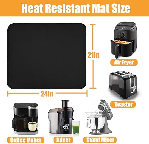 Heat Resistant Mats for Air Fryer on Countertop, 24 x 21in, Black - Image 5