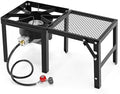 Bonnlo Single Burner Propane Stove with Foldable Side Shelf, 75000BTU Portable Propane Burner with Adjustment Regulator, Gas Stove for Outdoor Camping Patio Cooking Turkey Frying Seafood Boiling by Bonnlo