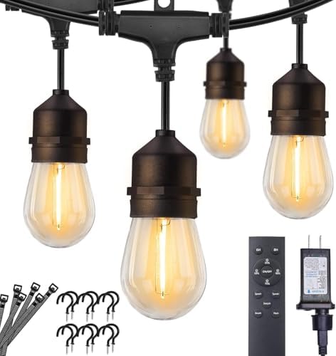 Brightown 82FT Outdoor String Lights - 25 LED Bulbs Patio Lights with Remote, Timer, Dimmable, Waterproof Connectable Hanging Outside Lights for Backyard Bistro Porch Deck Party Wedding by Brightown
