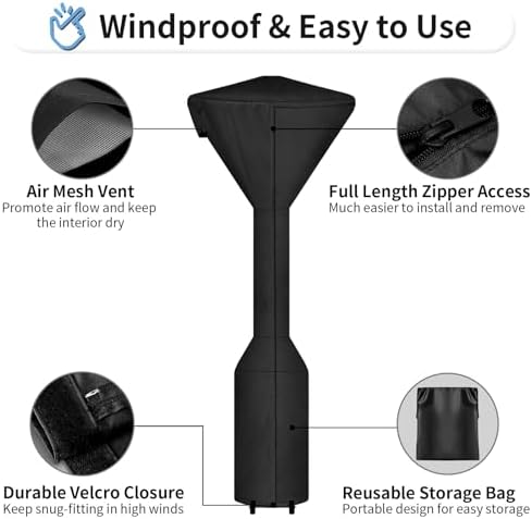 OutdoorLines Waterproof Patio Heater Covers with Zipper and Storage Bag, - Image 5