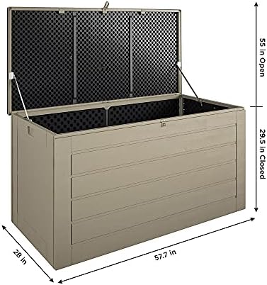 Cosco Outdoor Living 180 Gallon Patio Storage Box, Extra Large, Lockable Lid, Weather-Resistant, Tan/Brown - Image 7
