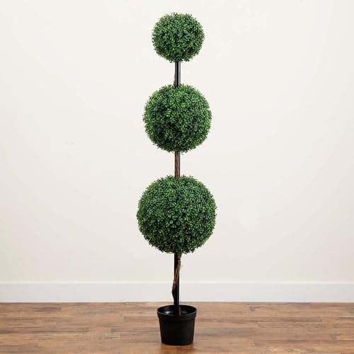 Nearly Natural 6ft. Artificial Triple Ball Boxwood Topiary Tree (Indoor/Outdoor) - Image 6