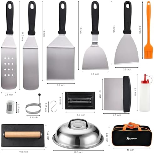 ROMANTICIST 29PCS Griddle Accessories Set - Flat Top Teppanyaki Spatula Set with Scraper, Basting Cover for Camp Chef- Home Cooking Griddle and Outdoor BBQ Gifts for Christmas - Image 2
