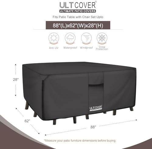 ULTCOVER Waterproof Patio Furniture Cover 88L x 62W in, Black - Image 2