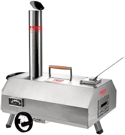 Semi-Automatic Silver 12 Outdoor Pizza Oven Portable Wood Fired Pizza Oven Outdoor Cooking Pizza Maker Portable Pizza Oven for Authentic Stone Baked Pizzas by FocusOnHome