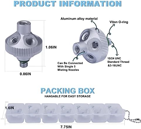 Fogland Misting Nozzle Cluster Body with 5X 10/24unc Thread Holes for Patio Garden Outdoor Misting Cooling System, 7pcs per Pack - Image 3
