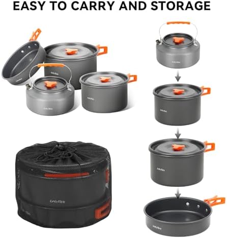 14pcs Camping Cookware Set, Portable Camping Utensil Accessory, CT604 - Image 7