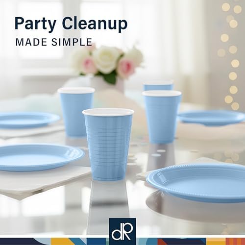 DecorRack Light Blue Plastic Cups, 12 oz Disposable Cups, Reusable Party Supplies (40 Count) - Image 5