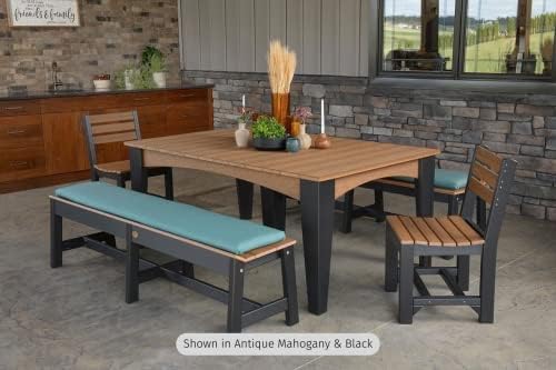 LuxCraft Poly Island Dining Table, 44" x 72" Rectangular Outdoor Patio Table, Made with Recycled Plastics, Made in USA (Cedar & Black) - Image 5