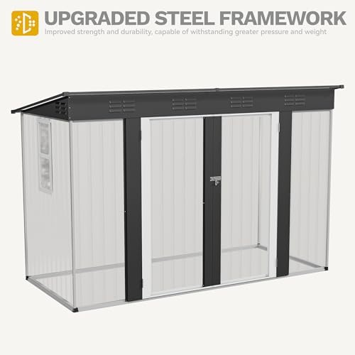 DWVO 9' x 4' Outdoor Storage Shed with Windows & Lockable Double Doors - Image 7