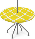 Fitted Round Tablecloth with Umbrella Hole and Zipper Yellow Moroccan Outdoor Elastic Table Cloth 45"-56" Oil-Proof Waterproof Morocco Geometric Patio Table Cover for Dining Picnic Party by GzLeyigouHomeKitchen
