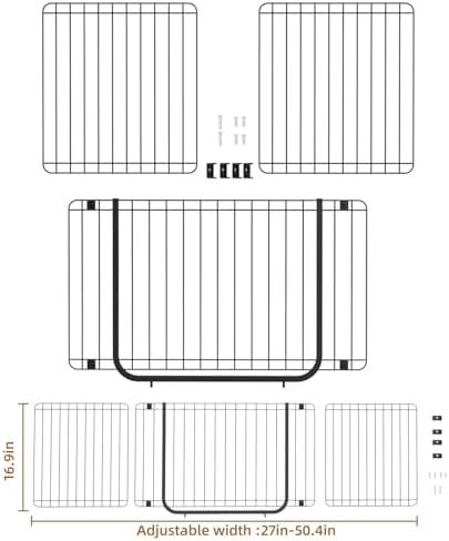 16.9" Cat Gate Height Extension, Adjustable Width 27-50.4", Top Extension Piece for Extra Tall Pet Gates, Prevents Pets Jumping Over, Dog Gate Accessory, Black - Image 2