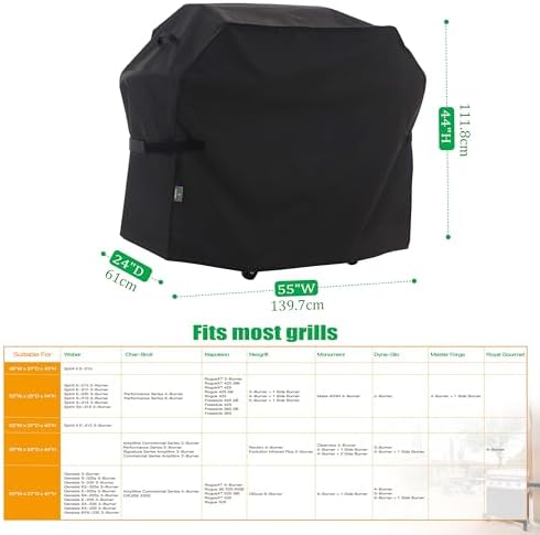 F&J Outdoors Grill Cover BBQ Cover, Black, 55" W x 24" D x 44" H - Image 2