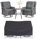 Wumiokio Patio Furniture Sets, 3 Pieces Wicker Outdoor Furniture - 360 Degree Swivel Rocking Chairs and Rattan Side Table for Garden,Porch,Backyard (Grey Wicker/Grey Cushion, 3PCS - Swivel Chairs) by Wumiokio