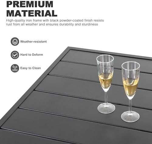 NUU GARDEN Outdoor Patio Dining Table, 61" x 37" Rectangle Metal Table with 1.57" Umbrella Hole, 6-Person Outdoor Table for Backyard, Garden, Deck, Balcony, Black - Image 7