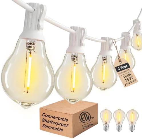 White Outdoor String Lights 75FT Waterproof Lighting for Patio Wedding Yard by Lifeisgood