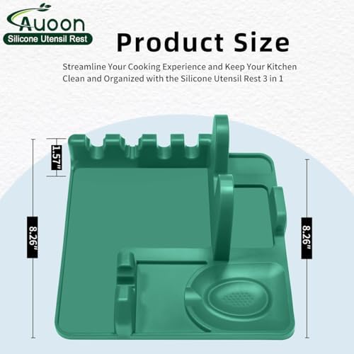 AUOON Silicone Utensil Rest with Lid Holder, Large, Sea Blue - Image 3