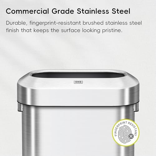 EKO Urban 24 Gallon/ 90 Liter Open Top Stainless Steel Slim Commercial Trash Can, Tall Kitchen Garbage Bin, Heavy-Duty Commercial Grade Large Trash Can for Home, Office, Hotel, Cafe, Restaurant, Dorm - Image 3