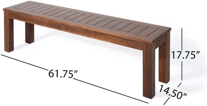 69'' Outdoor Patio Dining Table & 2 Bench for 4, Acacia Wood Farmhouse Dining Table Set Outdoor & Indoor Furniture for Patio Porch Garden, 3-Pcs, Dark Brown - Image 3