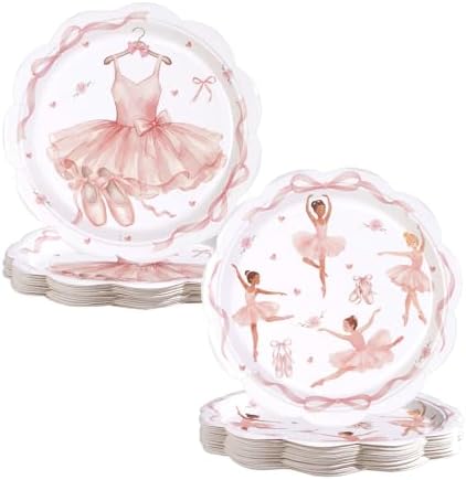 50Pcs Ballerina Birthday Paper Plates 9 Inch by Greencian