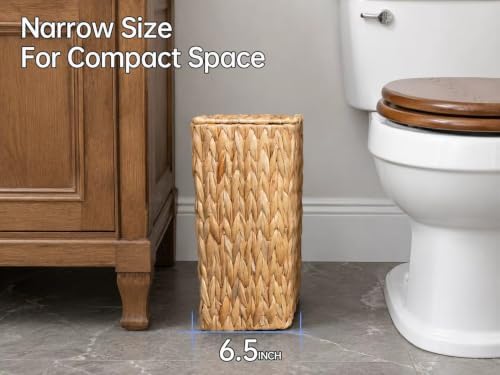 Coeusy Wicker Trash Can, Small Bathroom Trash Can with Lid, 3 Gallon - Image 7