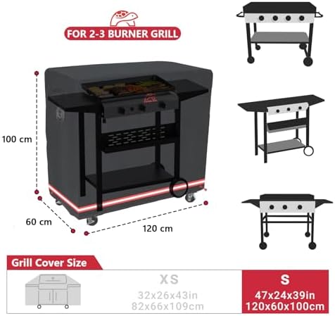 Turtle Life BBQ Grill Cover, 46 Inch Heavy Duty Waterproof Barbecue Gas Grill Covers for Flat Top Griddle, Anti-Fading Cover for Gas Grill, Black - Image 2
