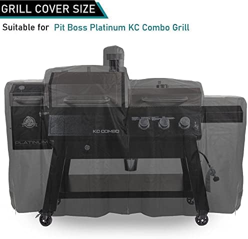 ZJYWSCH Grill Cover for Pit Boss Platinum KC Combo Wood Pellet & Gas Grill Outdoor Waterproof Pit Boss KC Combo Grill Cover PB1285KC 600D Heavy Duty - Image 2