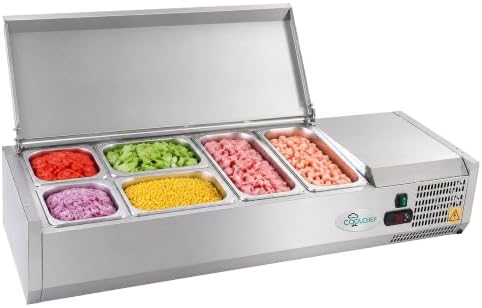 COOLCHEF 47-Inch Refrigerated Condiment Prep Rail, Mixed GN Pans by COOLCHEF
