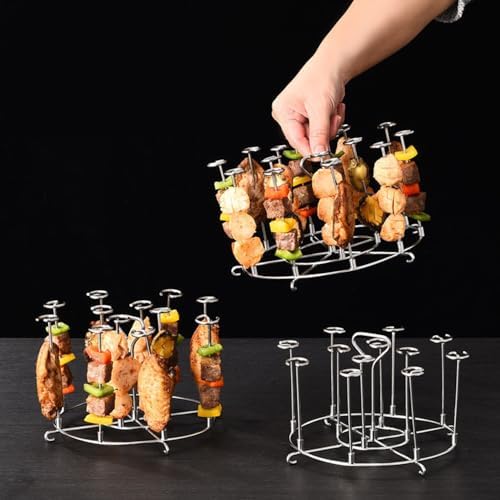 304 Stainless Steel Air Fryer Skewer Stand Dishwasher Safe Vertical Skewer Air Fryer Accessories for BBQ Grill Kabobs Chicken Meat Seafood (12 Short Skewers) - Image 6